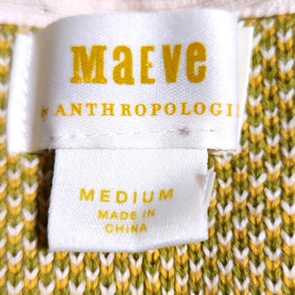 Maeve Anthropology Tropical Pineapple Knit 100% Cotton Cardigan Size M Like New - Picture 6 of 14